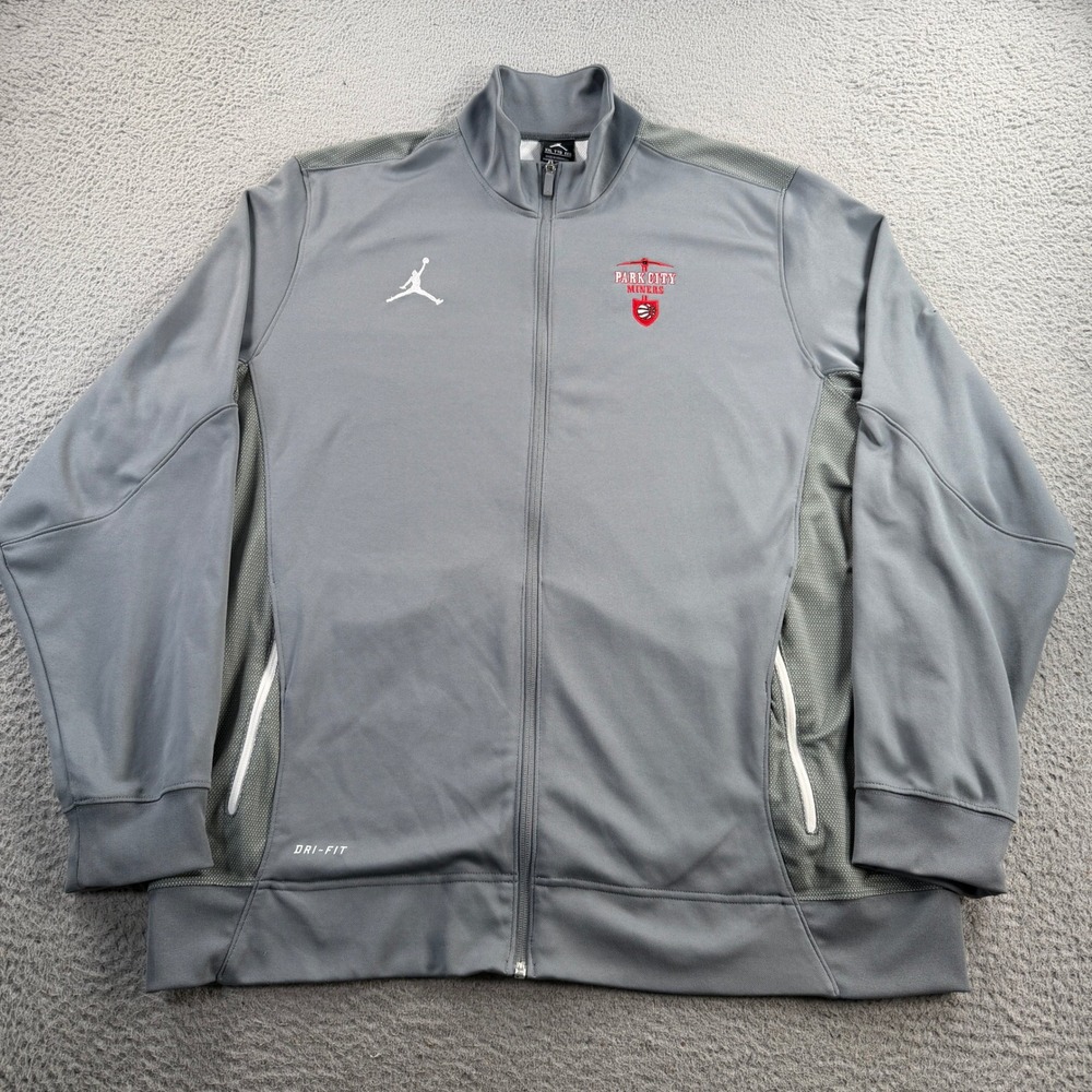 Nike Air Jordan Jacket Mens 2XL Grey Full Zip Park City Miners Track 696736-065